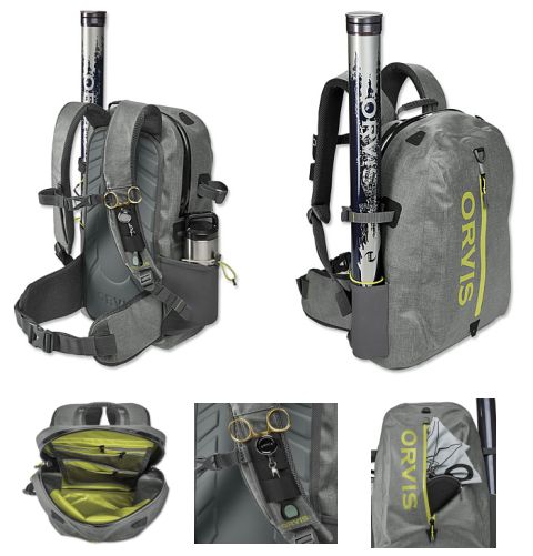 Orvis Gale Force Waterproof Backpack- Grey Details
