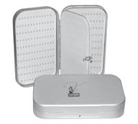Fishing For Heroes - Silver Fly Box - Easy Grip Foam In Base And Lid with Swingleaf.